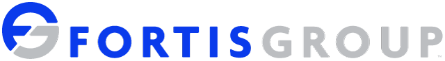 Fortis Group Logo Blue Grey PNG 640x89