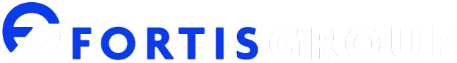 Fortis Group Logo Blue White PNG 640x89